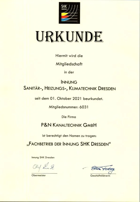 Nachweis: Innungsfachbetrieb SHK Dresden